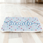 Personalized Cute Multicolor Polka Dot Soft Pet Bed Mat with Name Outdoor Activities Birthday Gift for Pet Owners Lovers
