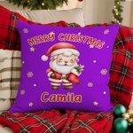 Funda de almohada personalizada con el nombre de Santa Claus Decoración del hogar Regalo de Navidad para la familia Niños