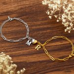 Personalised Magnetic Heart Matching Bracelets with Initial Anniversary Birthday Gift for Couple Lover