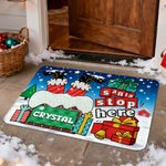 Personalized Santa Stop Here Chimney Santa Claus Doormat with Name Home Decor Christmas Gift for Family Friend