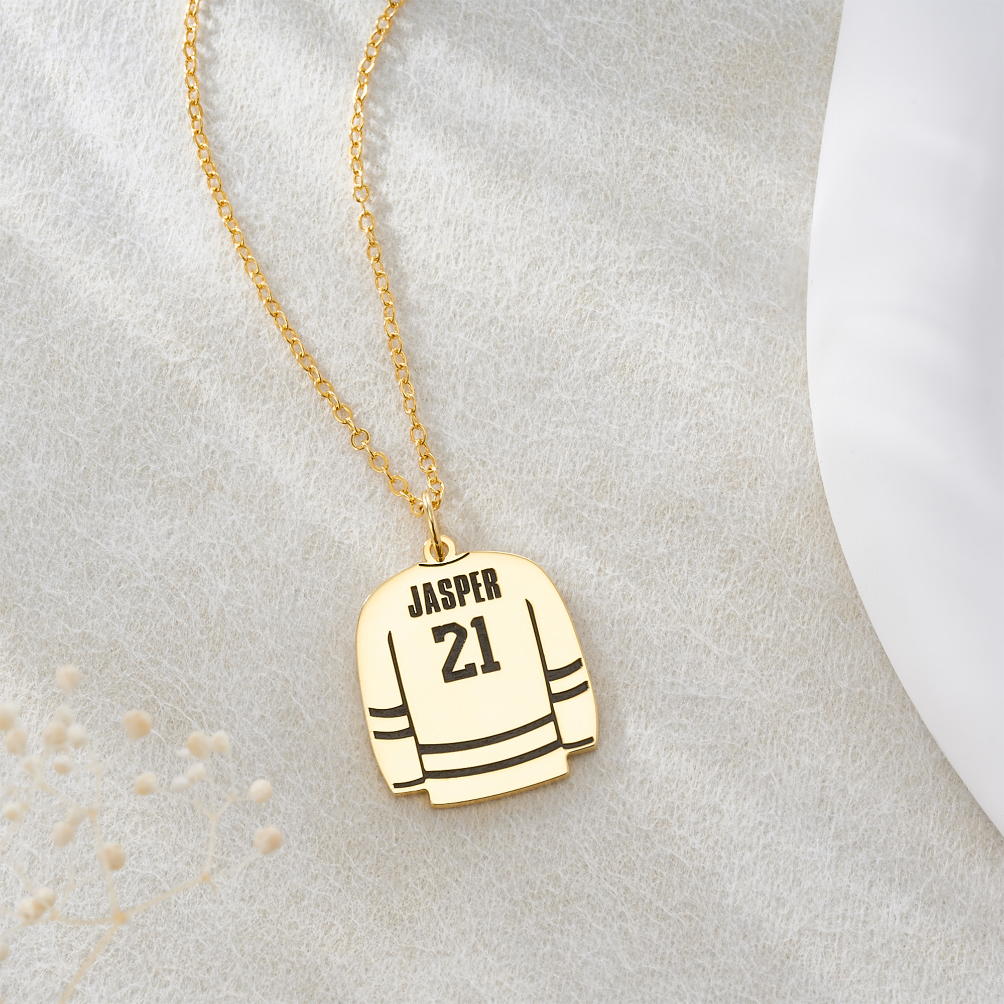 Collier pendentif jersey de hockey personnalisé avec nom et numéro Bijoux délicats Anniversaire Cadeau de Noël pour joueur de hockey coéquipier