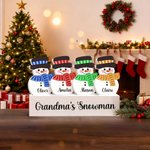 Personalised Cute 1-10 Snowmen Ornament with Name and Wooden Base Home Decor Christmas Gift for Family