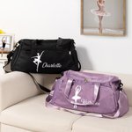 Personalisierte Multi-Fach Ballett Silhouette wasserdicht Oxford Reisetasche mit Namen und Schultergurt Geburtstag Geschenk für Ballerina Tanzliebhaber