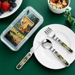 Personalized Cute Fantasy Unicorn Dinosaur Food-Grade Kid's Fork Spoon Knife 3 Pcs Cutlery Set with Name and Initial Daily Use Birthday Gift for Kids