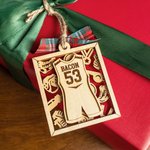 Personlig sporttröja träprydnad med namn och nummer heminredning julklapp för spelare sportälskare