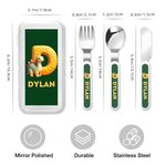 Personalized Cute Fantasy Unicorn Dinosaur Food-Grade Kid's Fork Spoon Knife 3 Pcs Cutlery Set with Name and Initial Daily Use Birthday Gift for Kids