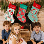 Personalized Christmas Tree Multiple Pattern Nutcracker Stocking with Name and Initial Christmas Gift for Family Friends Kids