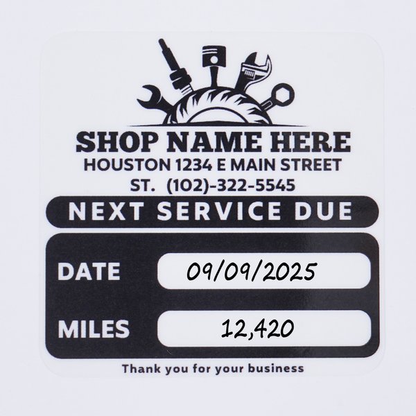 Autocollants personnalisés multicolores pour pare-brise avec nom de l'entreprise Étiquettes transparentes pour le prochain service Cadeau quotidien pour le client de l'entreprise de l'automobile