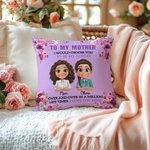 Funda de cojín personalizada de dibujos animados de madre e hija con nombre Decoración del hogar Día de la madre Cumpleaños Regalo para mamá