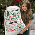 Personalised Christmas Word Cloud Canvas Drawstring Gift Bag with Name Christmas Gift for Friends Family