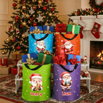 Personalised Cartoon Santa Claus Character LED Light Bucket Bag with Name Christmas Party Gift for Children Teenagers