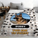 Foto de mascota personalizada Manta suave con nombre y texto Decoración del hogar Cumpleaños Regalo conmemorativo para dueño de mascota Amante de la familia Amigo