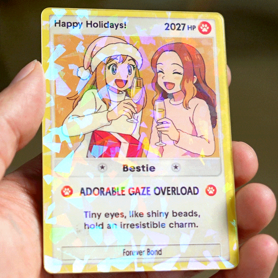 Personligt roligt glitterklassiskt fotospelkort med skyddande omslag och träställ Födelsedagskalas Present till familj vänner husdjursälskare