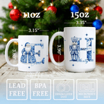 Personalisierte Toile De Jouy Schneemann Weihnachtsmann Nussknacker 11 oz 15 oz Keramikbecher mit Namen Weihnachtsgeschenk für Freunde