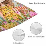 Personalized Quirky Flower Girl Soft Throw Pillow Cover with Name Home Decor Birthday Gift for Girls Friends