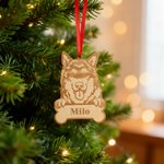 Personalisierter Hölzerner Baumschmuck mit Namensgravur auf Hundeknochen Wohndeko Weihnachtsgeschenk für Hundebesitzer