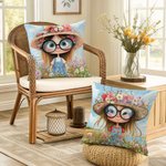 Personalized Quirky Flower Girl Soft Throw Pillow Cover with Name Home Decor Birthday Gift for Girls Friends