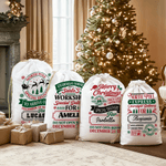 Personalised Christmas Word Cloud Canvas Drawstring Gift Bag with Name Christmas Gift for Friends Family