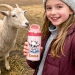 Gepersonaliseerde Leuke Dieren 12 oz Geïsoleerde Kid Waterfles met Naam en Rietje Terug naar School Verjaardagscadeau voor Jongens Meisjes