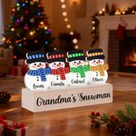 Personalised Cute 1-10 Snowmen Ornament with Name and Wooden Base Home Decor Christmas Gift for Family