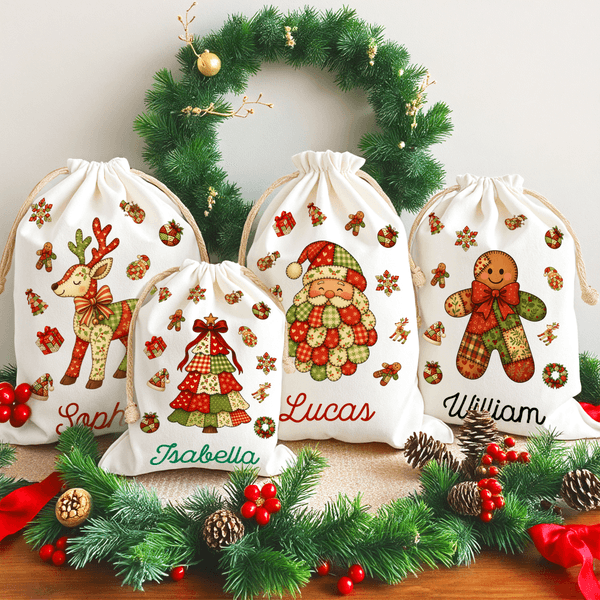 Sac à main en toile avec nom Cadeau de Noël pour la famille et les enfants