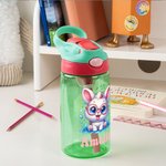 Personalised Cartoon Animals 16 oz Kid Water Bottle with Name and Silicone Straw Back to School Birthday Gift for Boys Girls