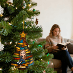 Personalised Cartoon Reading Character Christmas Tree Acrylic Ornament with Name Tree Decor Christmas Gift for Book Lovers