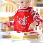 Personalisiertes Kinderschürze und Kochmütze Set im Weihnachten-Schneemann-Design mit Initiale und Namen Weihnachtsgeschenk für Kinder