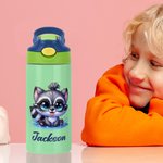 Gepersonaliseerde Leuke Dieren 12 oz Geïsoleerde Kid Waterfles met Naam en Rietje Terug naar School Verjaardagscadeau voor Jongens Meisjes