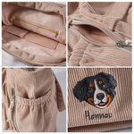 Personalized Embroidered Pet Avatar Corduroy Zipper Shoulder Tote Bag with Name Travel Accessories Birthday Christmas Gift for Pet Lovers Friends