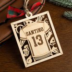 Personlig sporttröja träprydnad med namn och nummer heminredning julklapp för spelare sportälskare