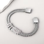 Pulsera personalizada en acero inoxidable con bloques de nombres de 1 a 12 grabados regalo de aniversario y cumpleaños para papá o abuelo