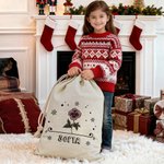 Personalized Birth Flower Drawstring Gift Bag with Name Birthday Anniversary Christmas Gift for Kids Family Friends