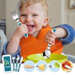 Personalized Cute Fantasy Unicorn Dinosaur Food-Grade Kid's Fork Spoon Knife 3 Pcs Cutlery Set with Name and Initial Daily Use Birthday Gift for Kids