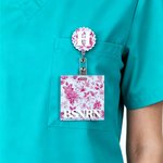 Personalized Chinoiserie Floral Badge Reel with Initial and Badge Buddy Birthday Appreciation Gift for Nurse Doctor