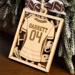 Personlig sporttröja träprydnad med namn och nummer heminredning julklapp för spelare sportälskare