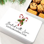 Bastón de caramelo de Navidad personalizado Caja de metal para galletas con textos Regalo de Navidad para la familia Niños