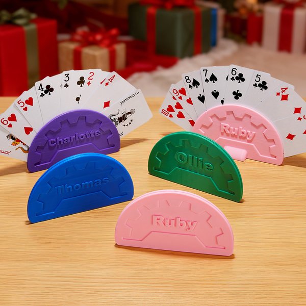 Personalized 3D Printed Convenient Multicolor Small Hands Card Holder with Name Family Game Birthday Gift for Children Card Lovers