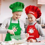 Custom Christmas Gift for Kid Apron Chef Hat Set with Name Adjustable Cute Animal Fantasy Unicorn Cooking Handcraft Activities Birthday Holiday