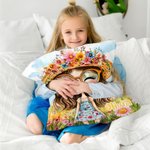 Personalized Quirky Flower Girl Soft Throw Pillow Cover with Name Home Decor Birthday Gift for Girls Friends