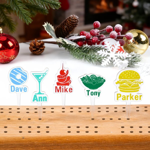 Personalized Family Game Night Food Themed Acrylic Cribbage Pegs with Name Travel Camping Birthday Gift for Cribbage Lovers