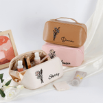 Henkilökohtainen Syntymä Kukka Suuri Avoin Kannettava PU Nahka Makeup Bag nimi Travel tarvikkeet Syntymäpäivä lahja naisille tytöille