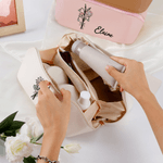 Henkilökohtainen Syntymä Kukka Suuri Avoin Kannettava PU Nahka Makeup Bag nimi Travel tarvikkeet Syntymäpäivä lahja naisille tytöille