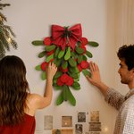Calendario de Navidad personalizado con diseño de muérdago y música Tarjetas de películas y tarjetas de felicitación Decoración navideña de pared Regalo para parejas