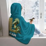 Personalised Fantasy Unicorn Dinosaur Initial Design Soft Hooded Blanket with Name Home Decor Birthday Gift for Kids Family
