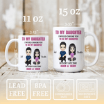 Personalized Cartoon Character 11 oz 15 oz Ceramic Coffee Mug with Names Daily Use Birthday Gift for Daughter