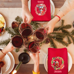 Personalisierte Kranz niedlich Weihnachten Charakter erste 100% Baumwolle wiederverwendbare rote Serviette mit Namen Tischdekoration Weihnachtsgeschenk für Familie Freund