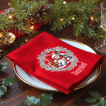 Personalisierte Kranz niedlich Weihnachten Charakter erste 100% Baumwolle wiederverwendbare rote Serviette mit Namen Tischdekoration Weihnachtsgeschenk für Familie Freund