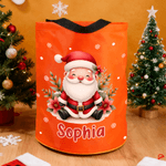 Personalised Cartoon Santa Claus Character LED Light Bucket Bag with Name Christmas Party Gift for Children Teenagers
