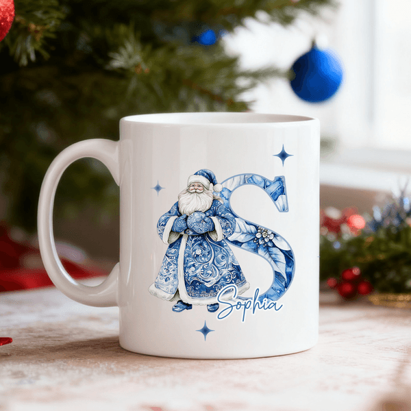 Personalisierte Toile De Jouy Schneemann Weihnachtsmann Nussknacker 11 oz 15 oz Keramikbecher mit Namen Weihnachtsgeschenk für Freunde